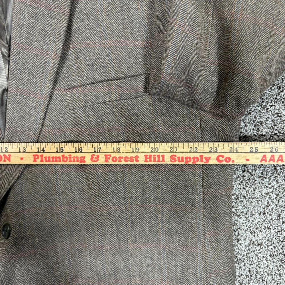 Saddlebred Blazer Mens 48R Taupe Herringbone Lambswool Sport Coat Jacket